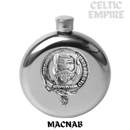 MacNab 5oz Round Family Clan Crest Scottish Badge Flask
