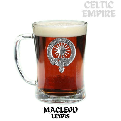 MacLeod (Lewis) Family Clan Crest Badge Glass Beer Mug