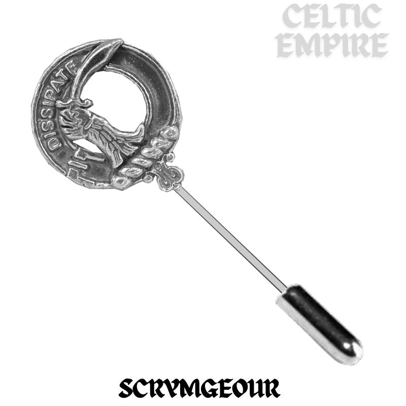 Scrymgeour Family Clan Crest Stick or Cravat pin, Sterling Silver