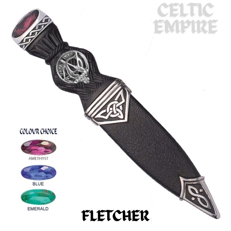 Fletcher Interlace Family Clan Crest Sgian Dubh, Scottish Knife