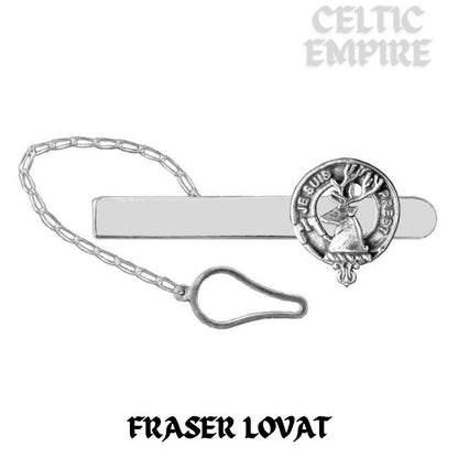 Fraser Lovat Family Clan Crest Scottish Button Loop Tie Bar ~ Sterling silver