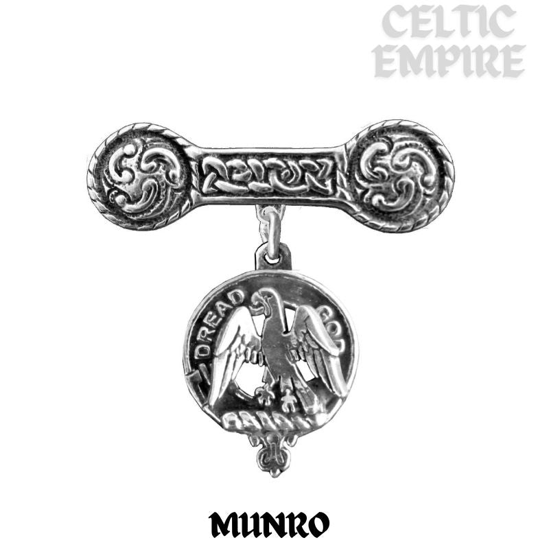 Munro Family Clan Crest Iona Bar Brooch - Sterling Silver