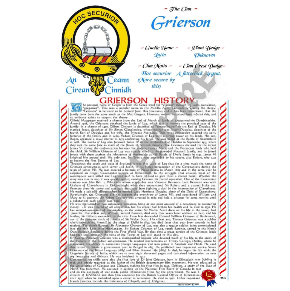 Grierson Scottish Family Clan History