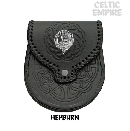 Hepburn Scottish Family Clan Badge Sporran, Leather