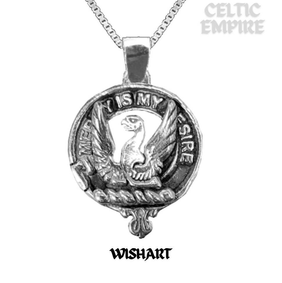 Wishart Large 1" Scottish Family Clan Crest Pendant - Sterling Silver
