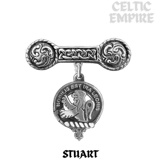Stuart Family Clan Crest Iona Bar Brooch - Sterling Silver