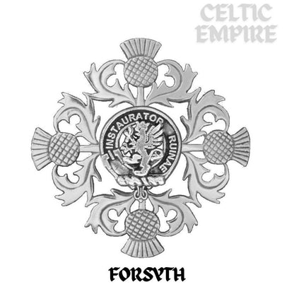 Forsythe Family Clan Crest Scottish Four Thistle Brooch