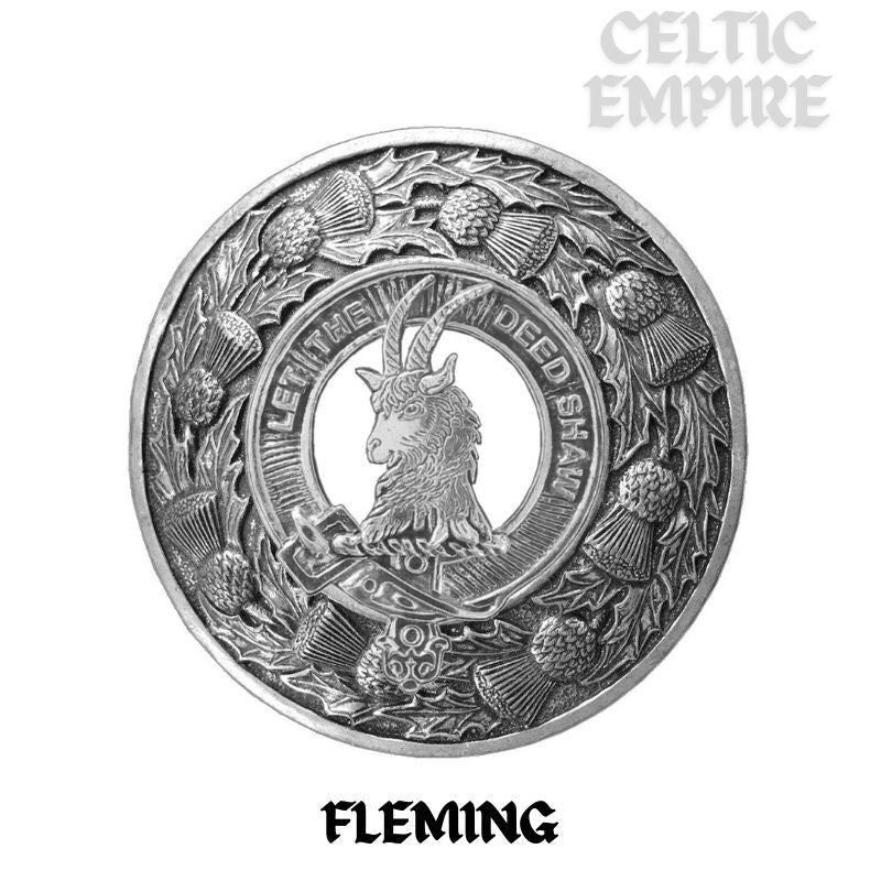 Fleming Family Clan Badge Scottish Plaid Brooch