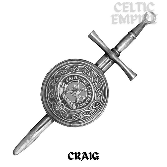 Craig Scottish Family Clan Dirk Shield Kilt Pin
