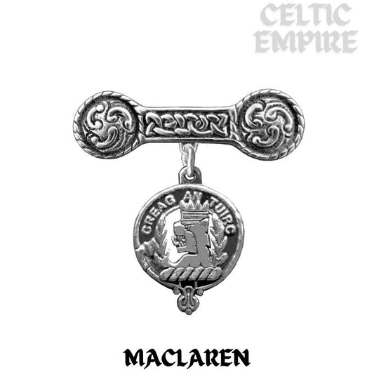 MacLaren Family Clan Crest Iona Bar Brooch - Sterling Silver
