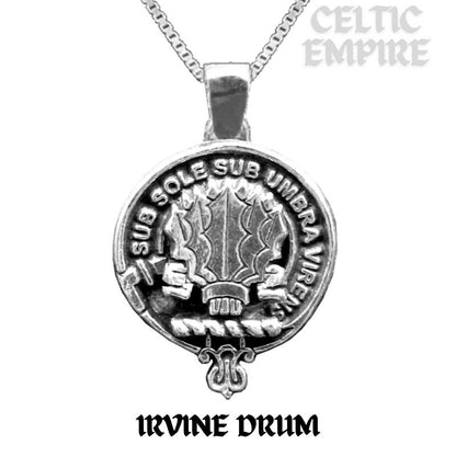 Irvine Drum Large 1" Scottish Family Clan Crest Pendant - Sterling Silver