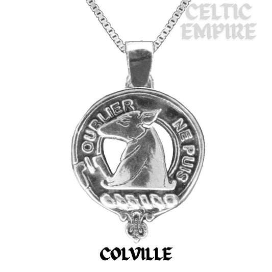 Colville Large 1" Scottish Family Clan Crest Pendant - Sterling Silver