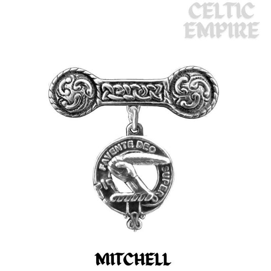 Mitchell Family Clan Crest Iona Bar Brooch - Sterling Silver