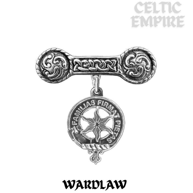 Wardlaw Family Clan Crest Iona Bar Brooch - Sterling Silver