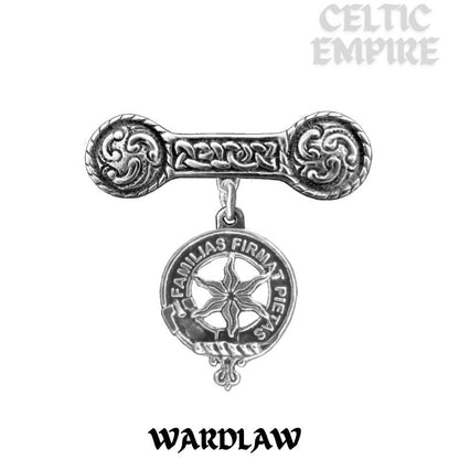 Wardlaw Family Clan Crest Iona Bar Brooch - Sterling Silver