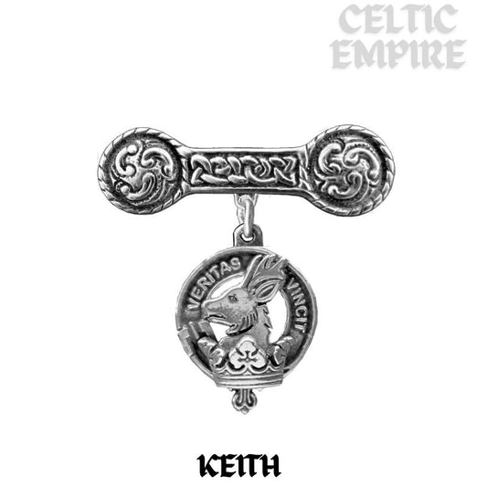 Keith Family Clan Crest Iona Bar Brooch - Sterling Silver