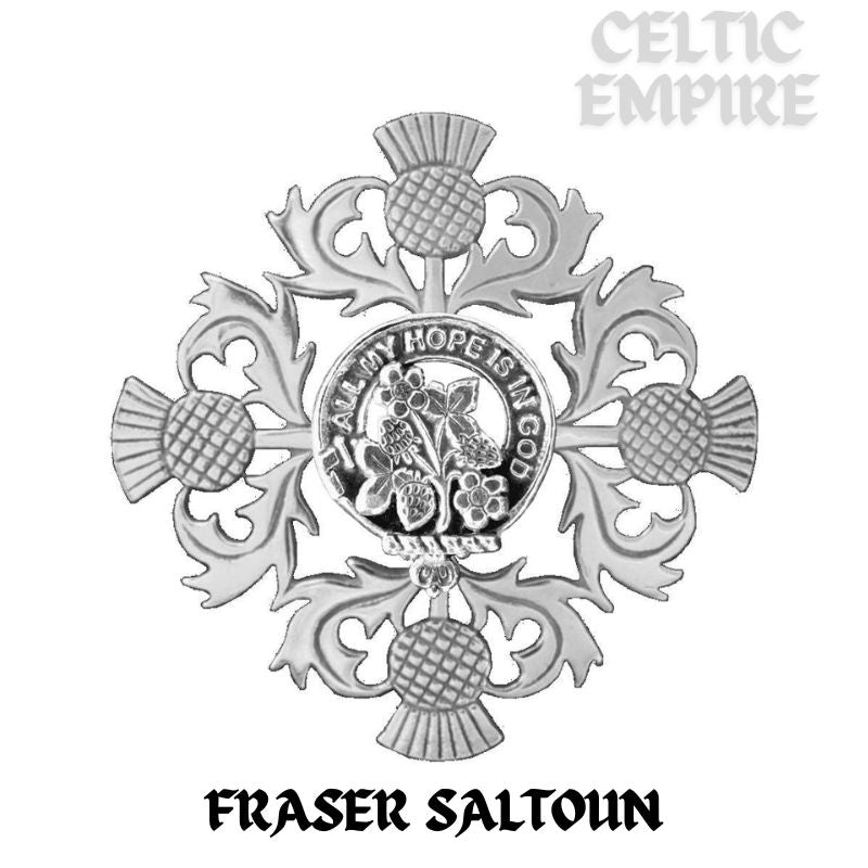 Fraser  Saltoun Family Clan Crest Scottish Four Thistle Brooch