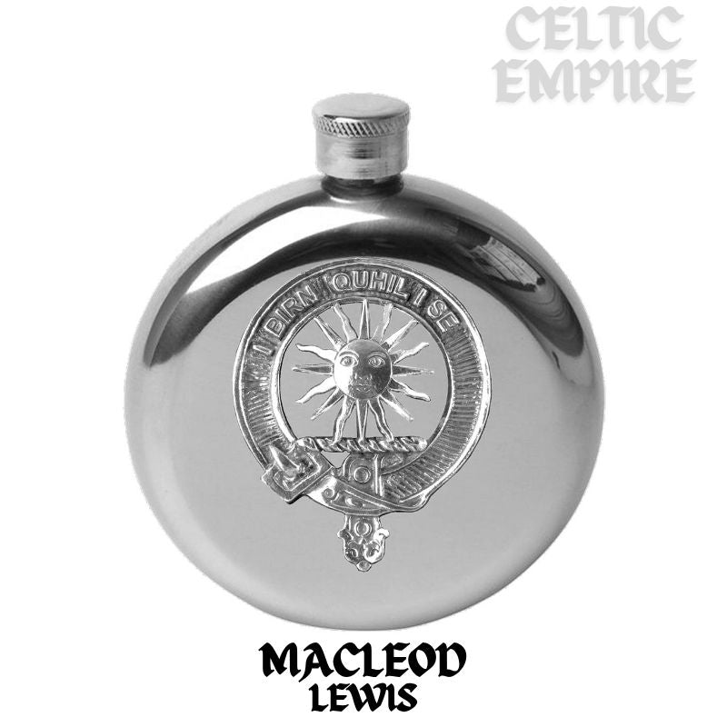 MacLeod (Lewis) 5oz Round Family Clan Crest Scottish Badge Flask