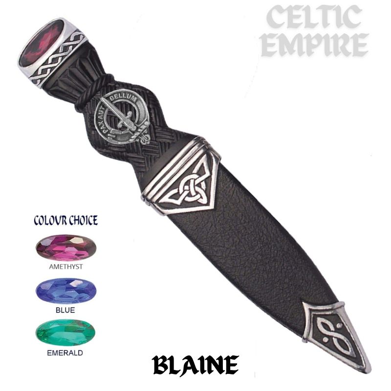 Blaine Interlace Family Clan Crest Sgian Dubh, Scottish Knife