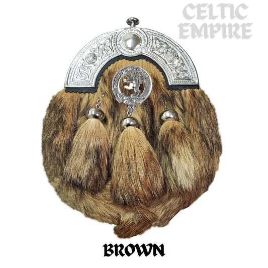 Brown Scottish Family Clan Crest Badge Dress Fur Sporran