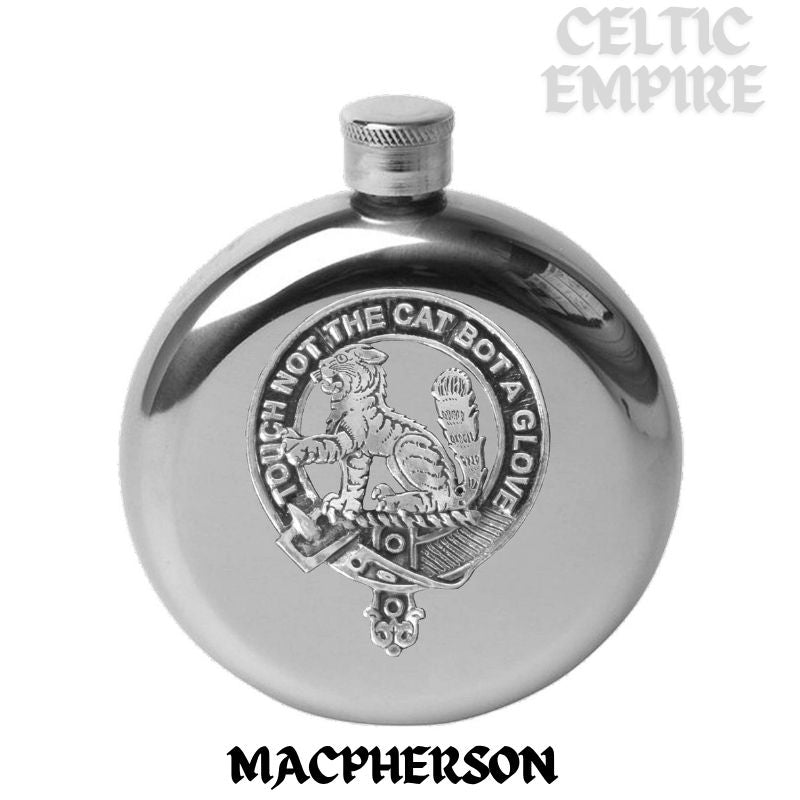 MacPherson 5oz Round Family Clan Crest Scottish Badge Flask