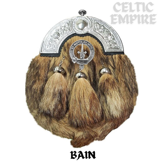 Bain Scottish Family Clan Crest Badge Dress Fur Sporran