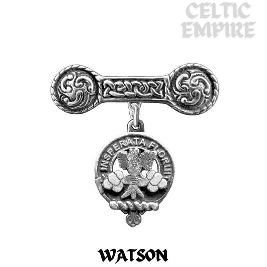 Watson Family Clan Crest Iona Bar Brooch - Sterling Silver