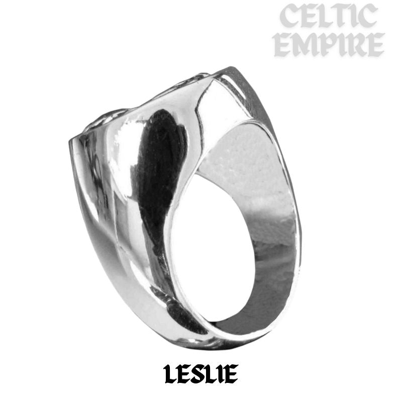 Leslie Scottish Family Clan Crest Ring Sterling Silver and Karat Gold