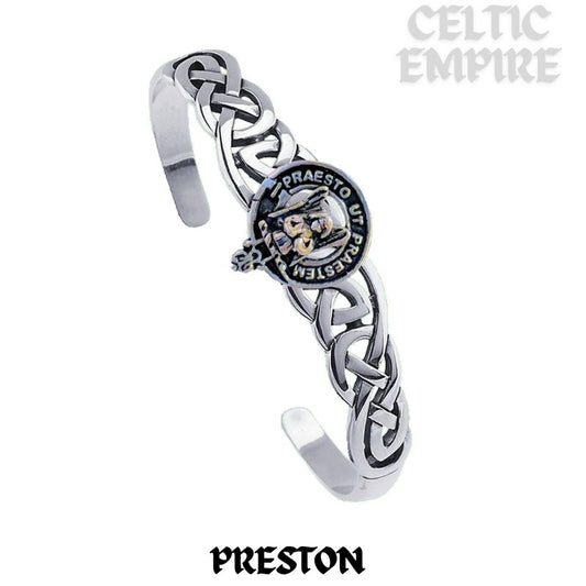 Preston Family Clan Crest Celtic Cuff Bracelet