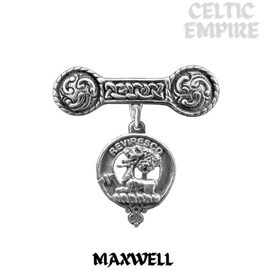 Maxwell Family Clan Crest Iona Bar Brooch - Sterling Silver