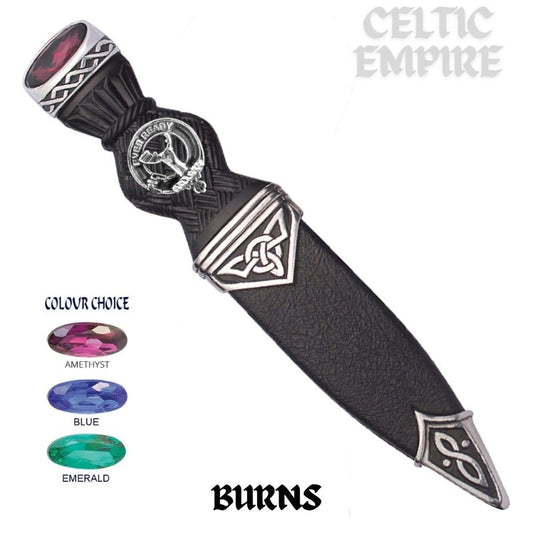 Burns Interlace Family Clan Crest Sgian Dubh, Scottish Knife