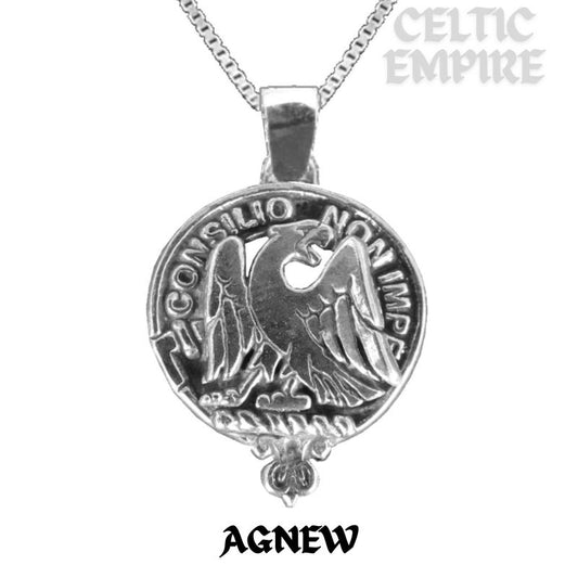 Agnew Large 1" Scottish Family Clan Crest Pendant - Sterling Silver