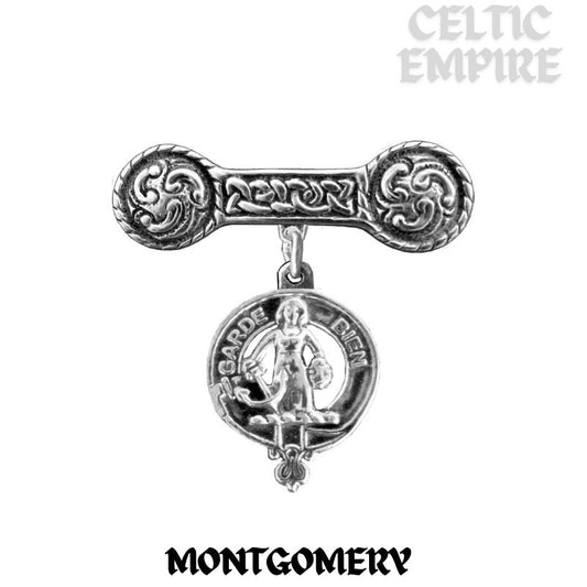 Montgomery Family Clan Crest Iona Bar Brooch - Sterling Silver