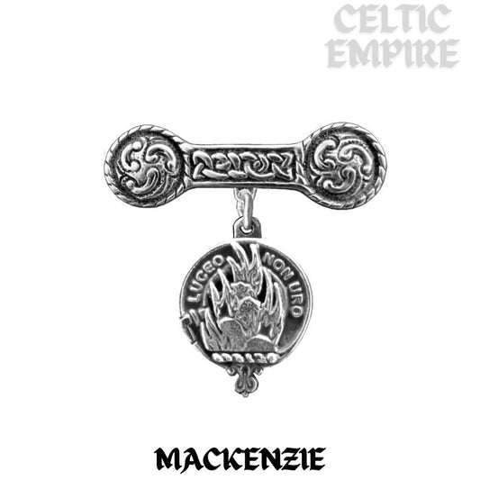 MacKenzie Family Clan Crest Iona Bar Brooch - Sterling Silver