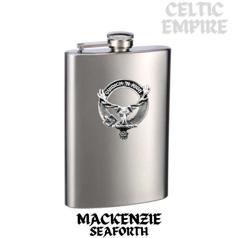 MacKenzie (Seaforth) 8oz Family Clan Crest Scottish Badge Stainless Steel Flask