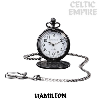 Hamilton Family Clan Crest  Black Pocket Watch