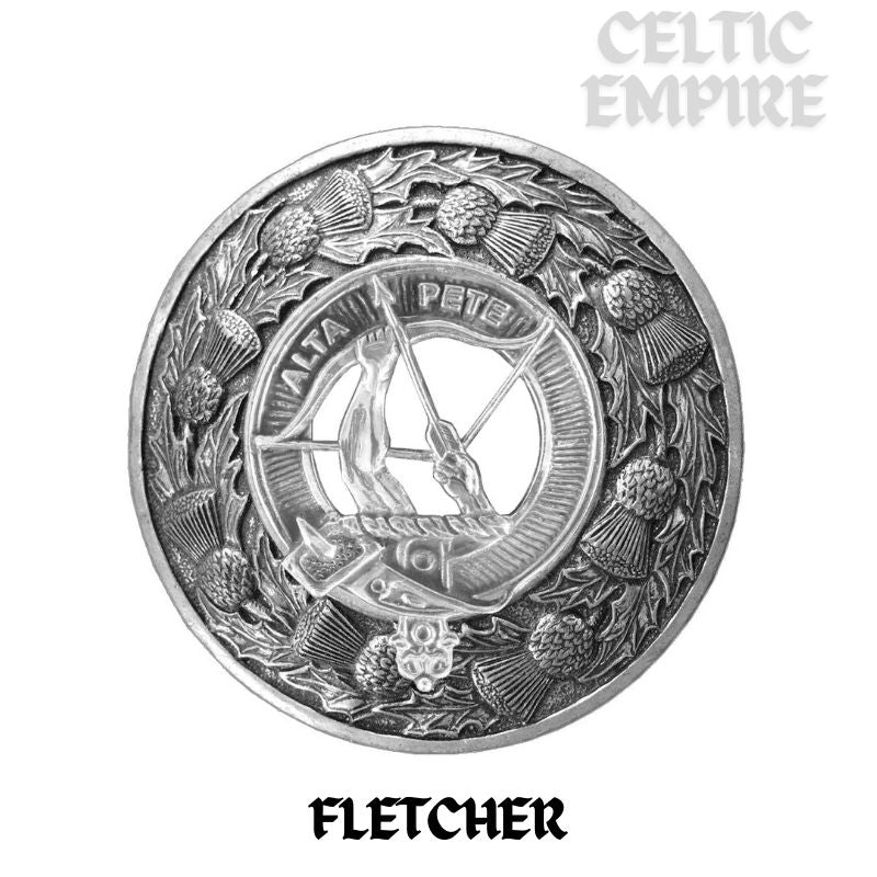 Fletcher Family Clan Badge Scottish Plaid Brooch