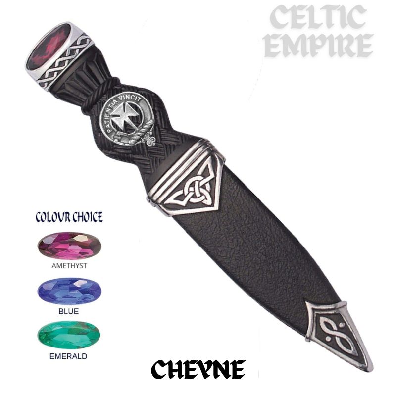 Cheyne Interlace Family Clan Crest Sgian Dubh, Scottish Knife