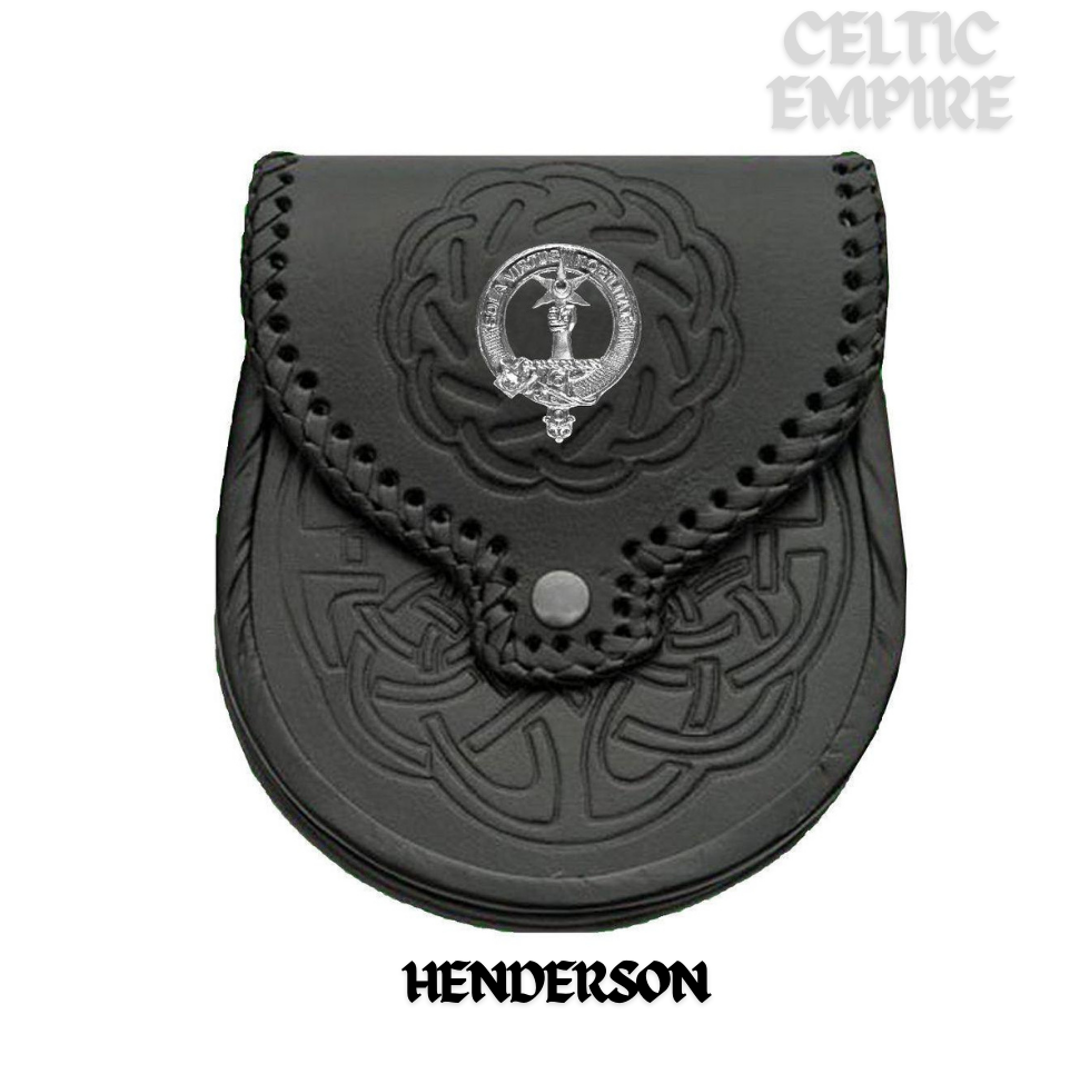 Henderson Scottish Family Clan Badge Sporran, Leather