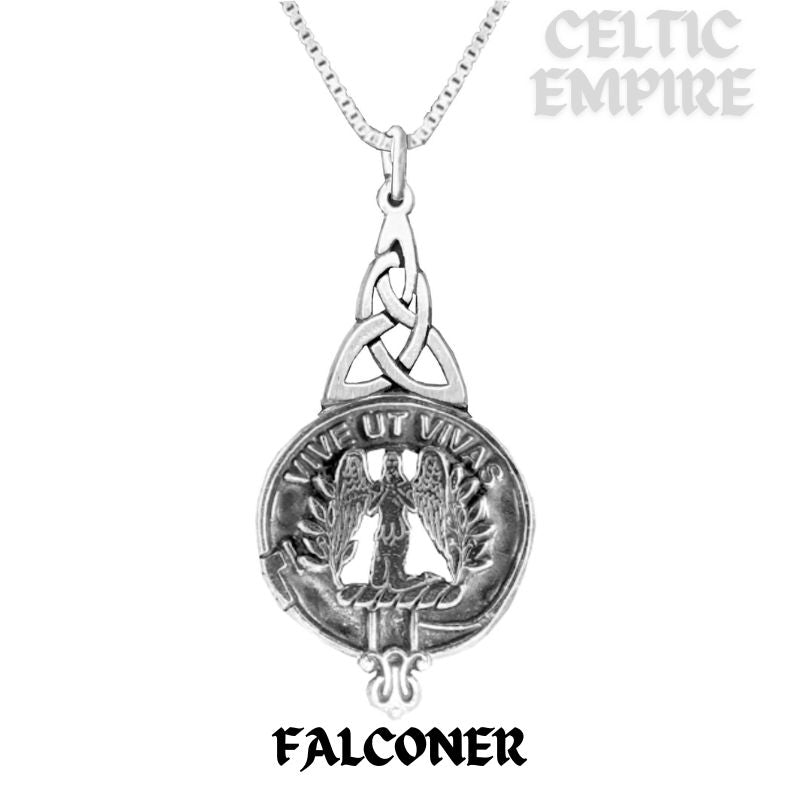 Falconer Family Clan Crest Interlace Drop Pendant