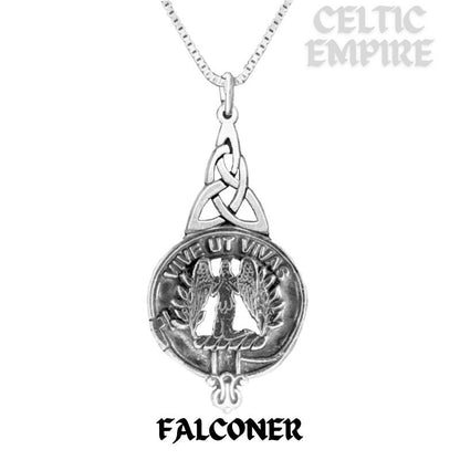 Falconer Family Clan Crest Interlace Drop Pendant