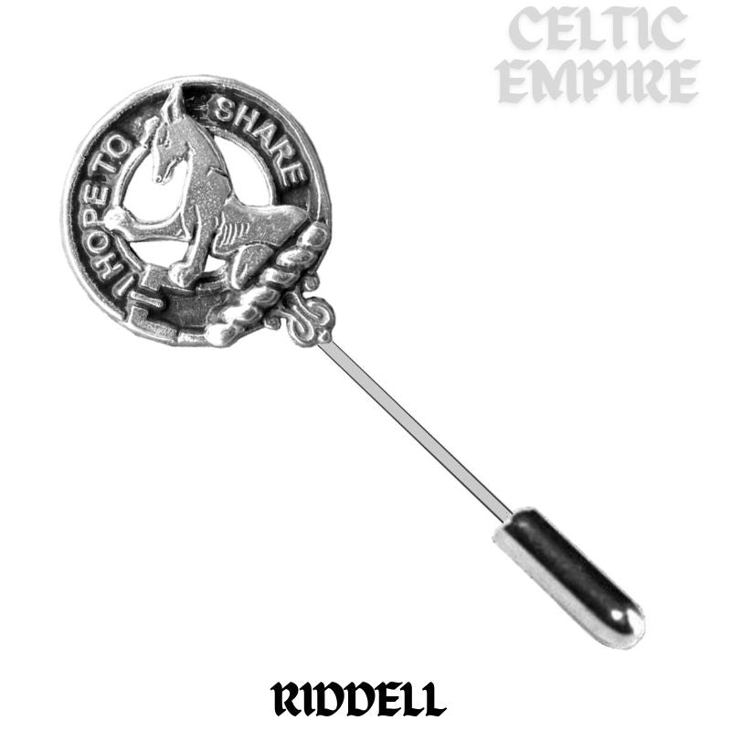 Riddell Family Clan Crest Stick or Cravat pin, Sterling Silver