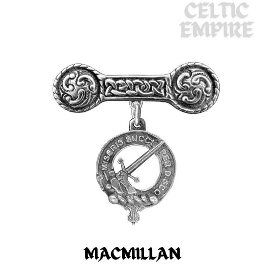 MacMillan Family Clan Crest Iona Bar Brooch - Sterling Silver