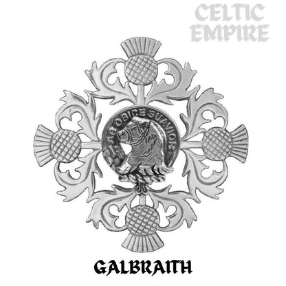 Galbraith Family Clan Crest Scottish Four Thistle Brooch