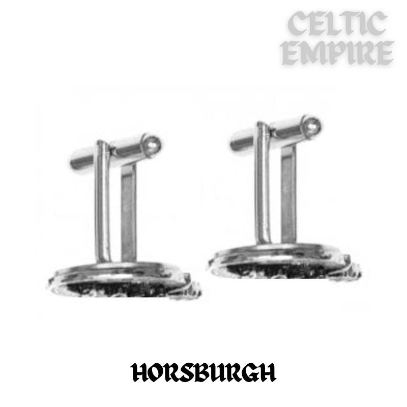 Horsburgh Family Clan Crest Scottish Cufflinks; Pewter, Sterling Silver and Karat Gold