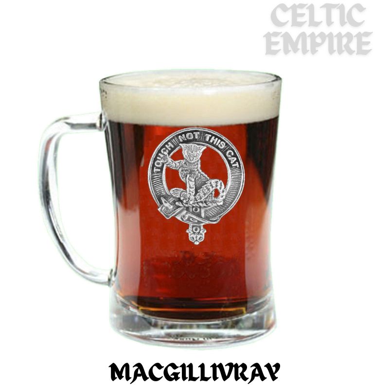MacGillivray Family Clan Crest Badge Glass Beer Mug