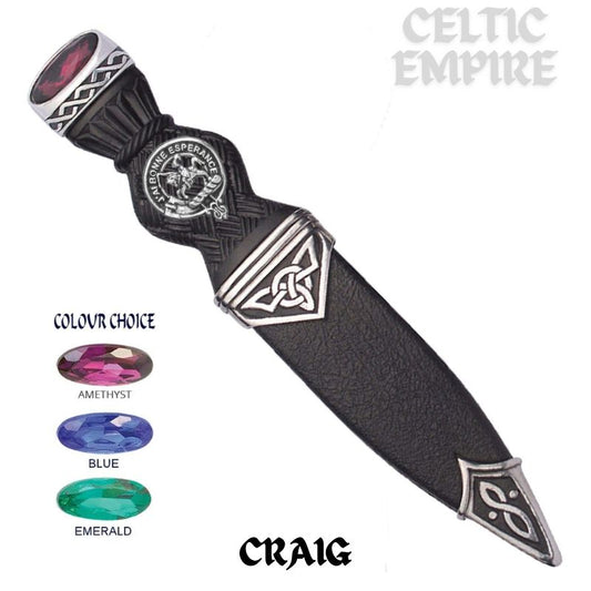 Craig Interlace Family Clan Crest Sgian Dubh, Scottish Knife