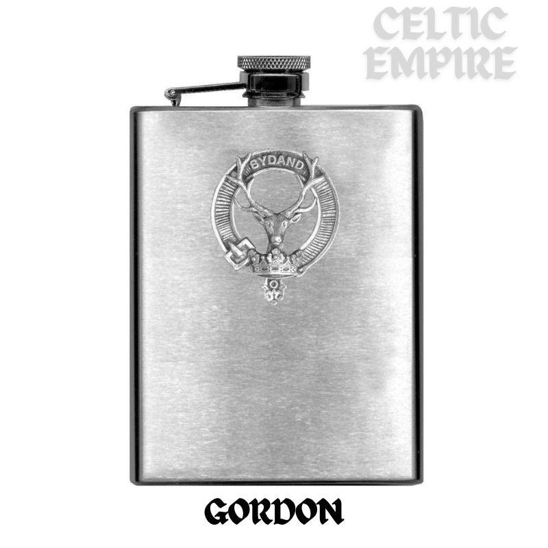 Gordon Family Clan Crest Scottish Badge Stainless Steel Flask 8oz