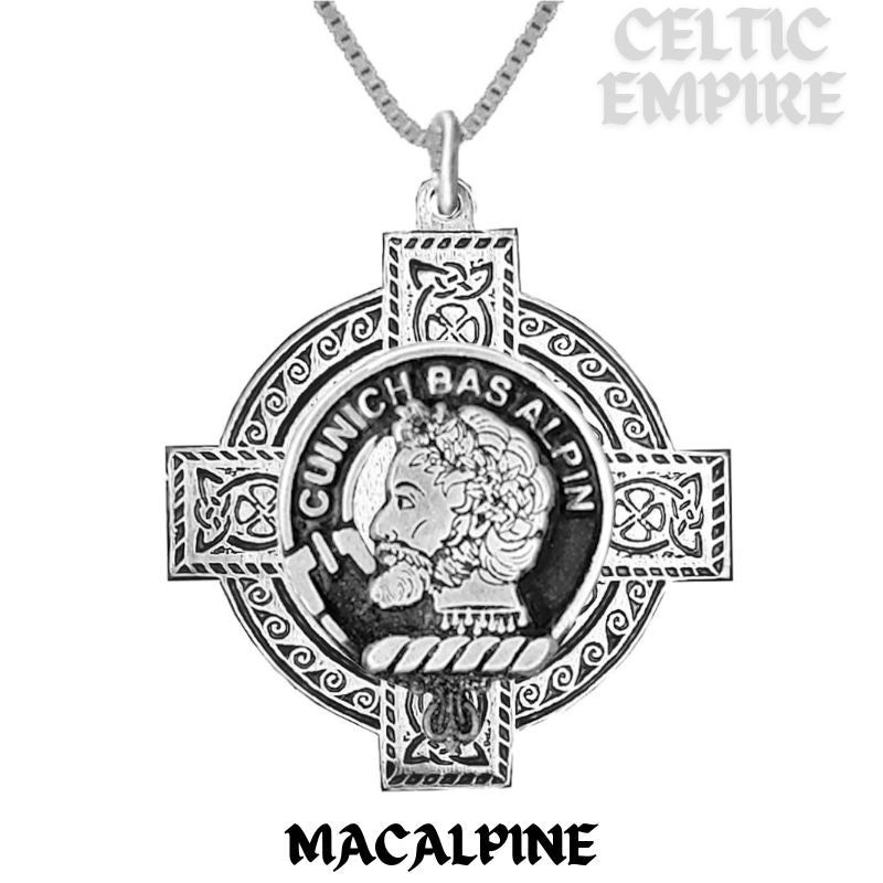 MacAlpin Family Clan Crest Celtic Cross Pendant Scottish