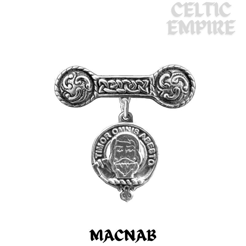 MacNab Family Clan Crest Iona Bar Brooch - Sterling Silver
